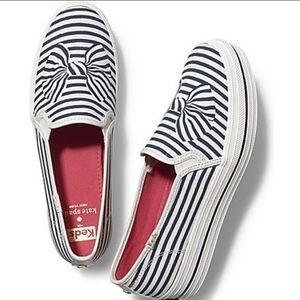 Kate Spade x Keds  triple decker bow design navy and white 7.0